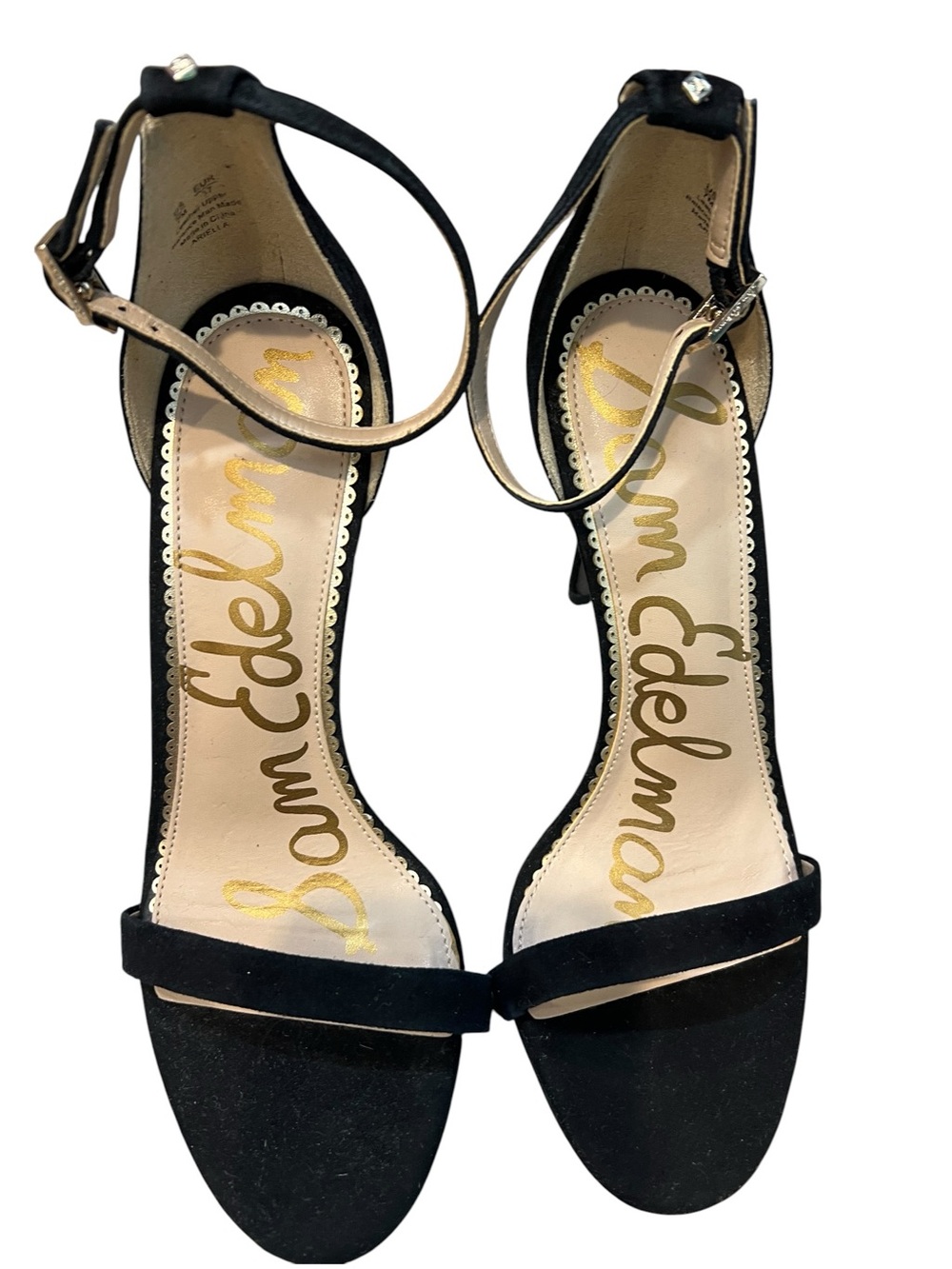 Sam Edelman Ariella Black Suede Ankle Strap Stiletto Heels Size 7 - Picture 4 of 9